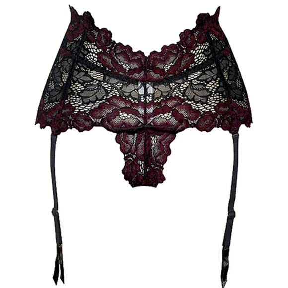 iCollection Women's Hi-Waist Garter & Thong Lingerie Set Magnet Size M 0048 - Picture 1 of 3